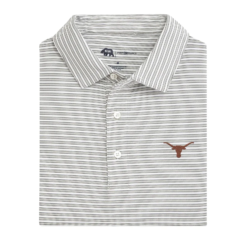 men's soft polo shirts-University of Texas Mulligan Stripe Performance Polo