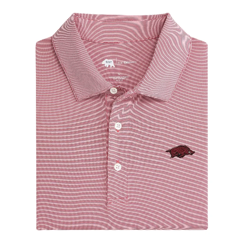 men's durable polo shirts-Arkansas Hairline Stripe Performance Polo