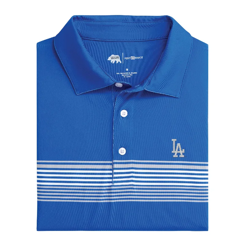 men's budget polo shirts-Los Angeles Dodgers Prestwick Printed Performance Polo