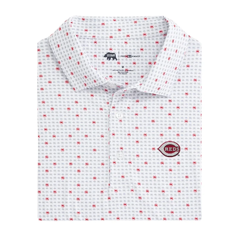 men's wardrobe staple polo shirts-Cincinnati Reds Tour Logo Printed Performance Polo