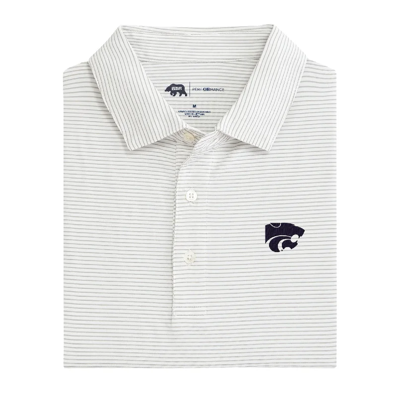 men's color block polo shirts-Birdie Stripe Kansas State Performance Polo