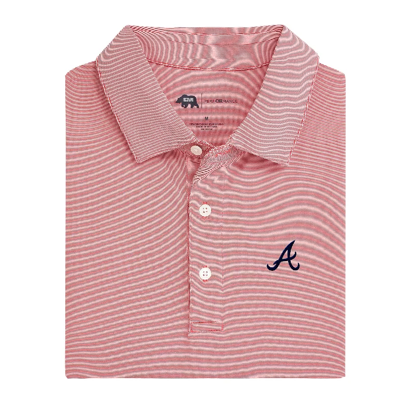 men's performance polo shirts-Atlanta Braves Hairline Stripe Performance Polo