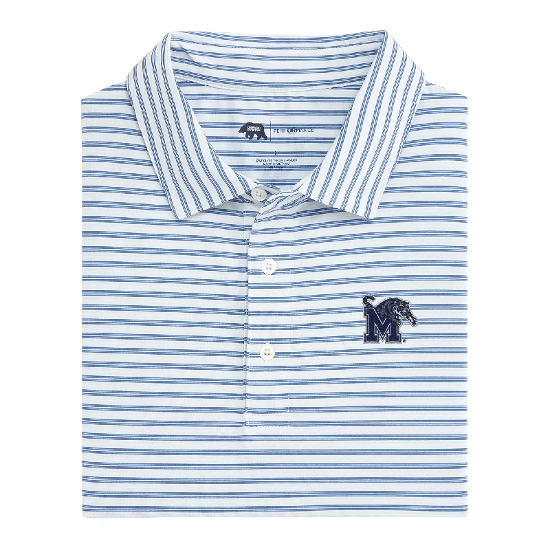 men's recycled polo shirts-Wedge Stripe Memphis Performance Polo