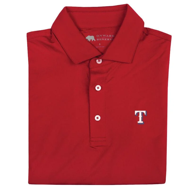 men's innovative polo shirts-Texas Rangers Solid Performance Polo