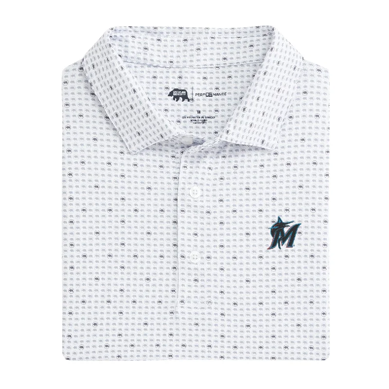 men's essential polo shirts-Miami Marlins Tour Logo Printed Performance Polo