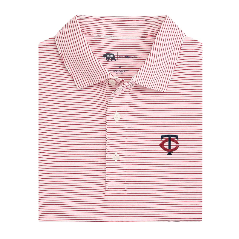 men's sophisticated polo shirts-Minnesota Twins Birdie Stripe Performance Polo