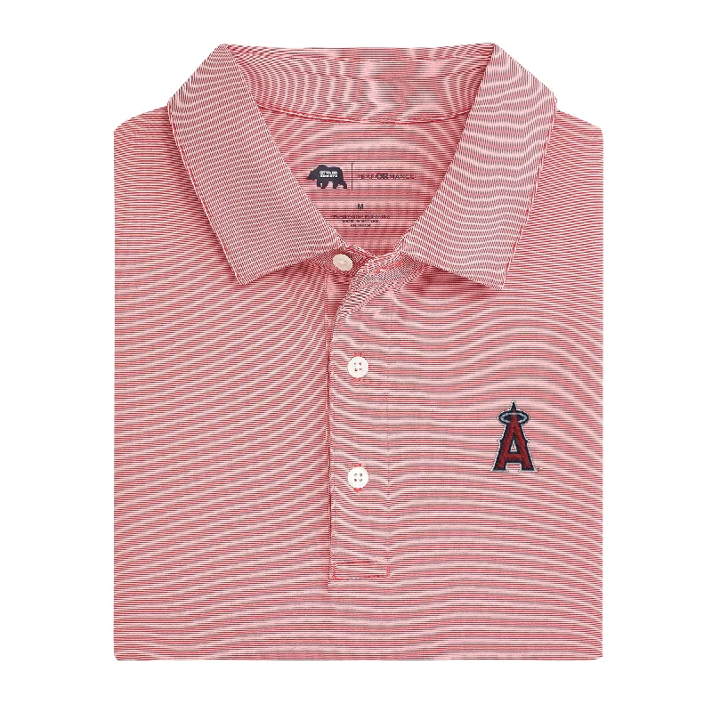 men's lightweight cotton polo shirts-Los Angeles Angels Hairline Stripe Performance Polo