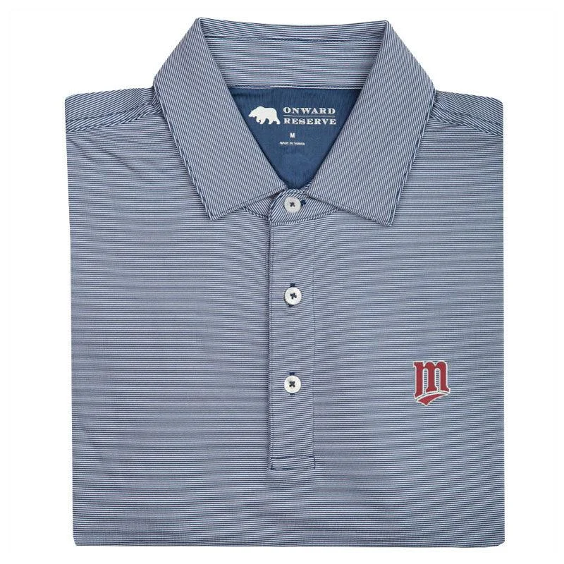 men's dressy polo shirts-Minnesota Twins Cooperstown Hairline Stripe Performance Polo