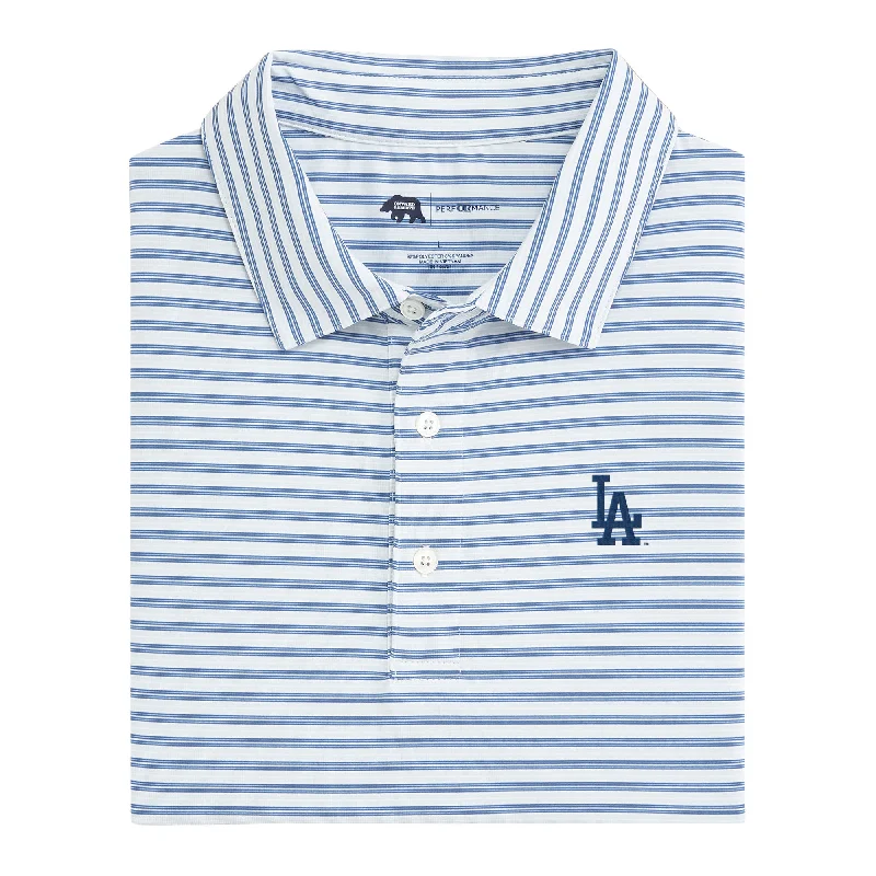 men's evening polo shirts-Los Angeles Dodgers Wedge Stripe Performance Polo