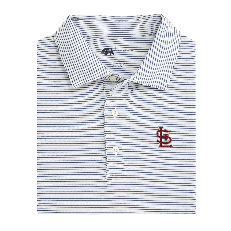 men's fitted polo shirts-St. Louis Cardinals Birdie Stripe Performance Polo