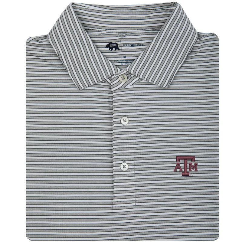 men's formal polo shirts-Mulligan Stripe Texas A&M Performance Polo