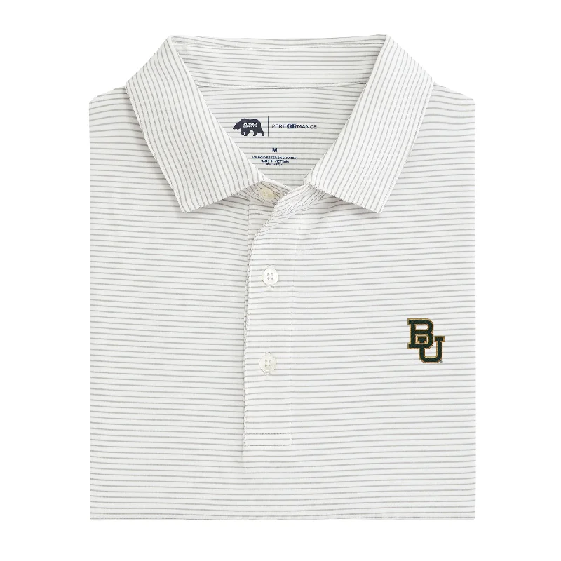 men's outdoor polo shirts-Baylor University Birdie Stripe Performance Polo