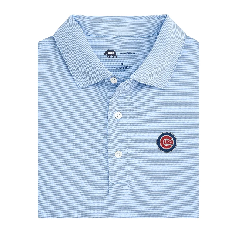 men's sporty polo shirts-Chicago Cubs Hairline Stripe Performance Polo