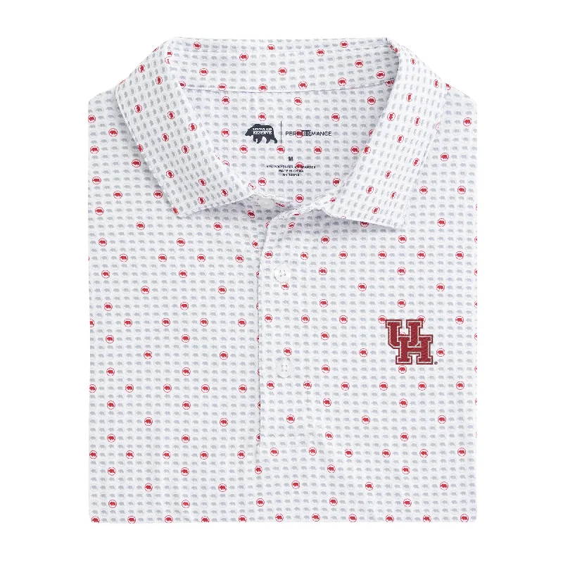 men's two-tone polo shirts-Houston Tour Logo Printed Performance Polo