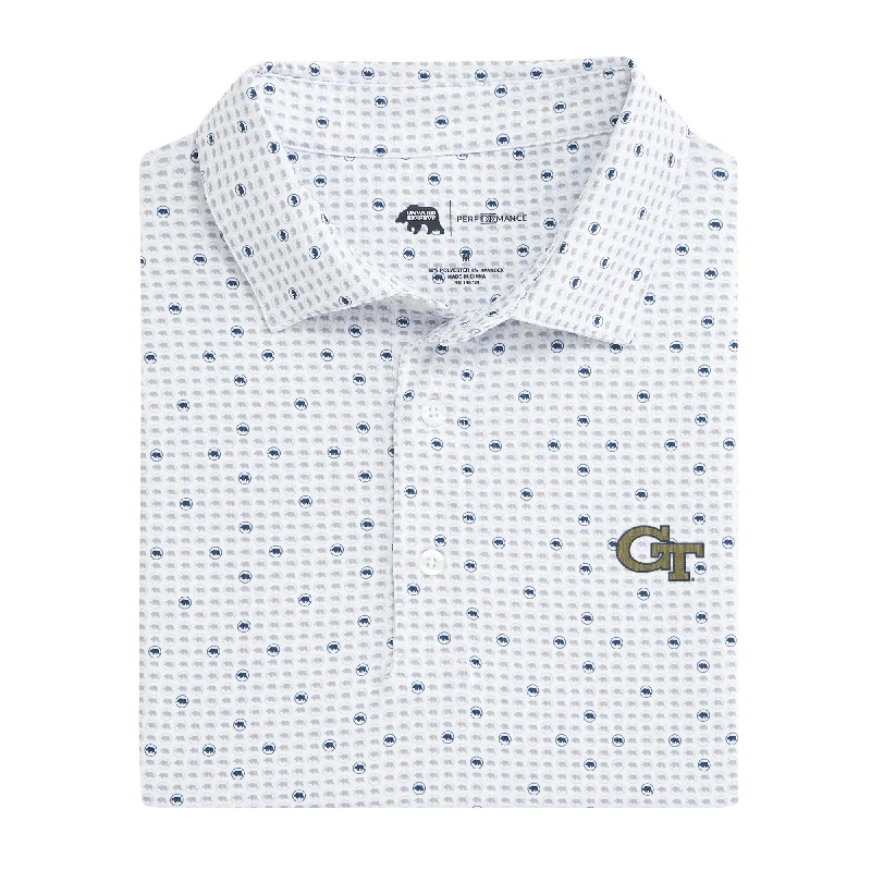 men's office polo shirts-Georgia Tech Tour Logo Printed Performance Polo