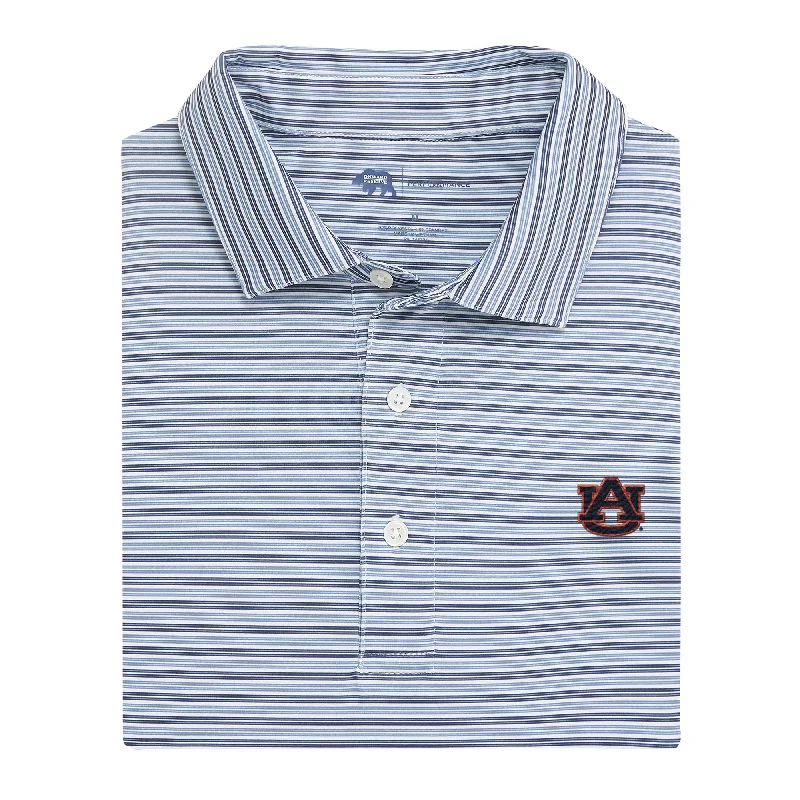 men's athletic polo shirts-Wedge Stripe Auburn Performance Polo