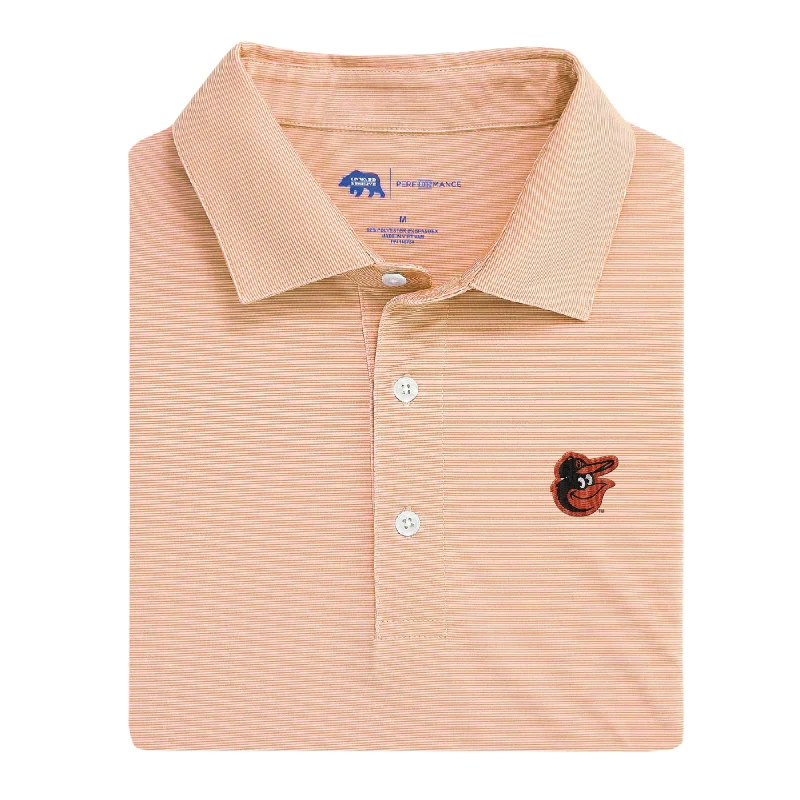 men's cool polo shirts-Baltimore Orioles Hairline Stripe Performance Polo