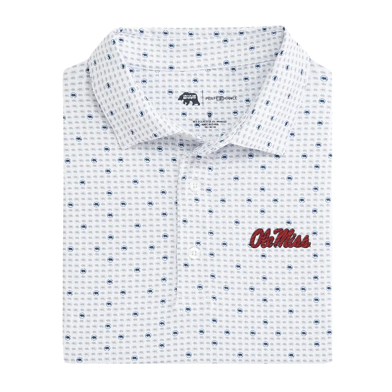 men's work polo shirts-Ole Miss Tour Logo Printed Performance Polo