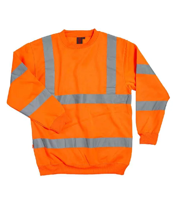 men's chic sweatshirts-Warrior Hi-Vis Sweatshirt | Fluorescent Orange