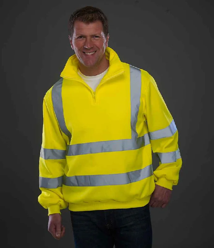 men's zip-up sweatshirts-Yoko Hi-Vis Zip Neck Sweatshirt | Yellow