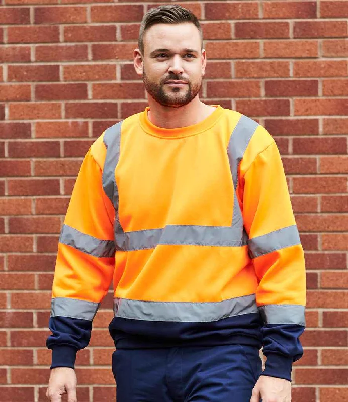 men's workout sweatshirts-Portwest Hi-Vis Two Tone Sweatshirt | Orange/Navy