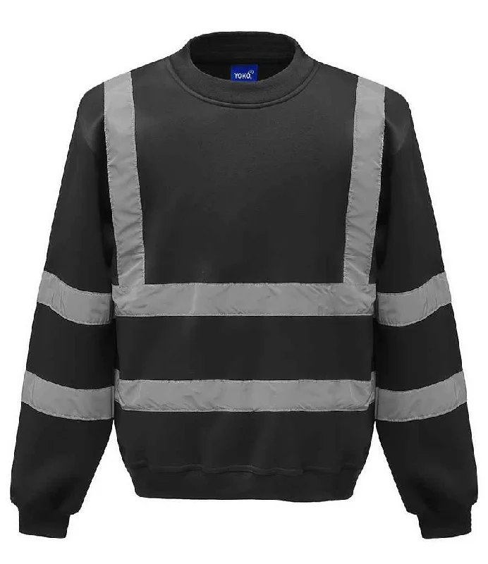 men's daily wear sweatshirts-Yoko Hi-Vis Sweatshirt | Black