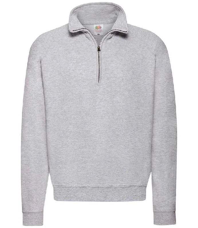 men's water-resistant sweatshirts-Fruit of the Loom Classic Zip Neck Sweatshirt | Heather Grey