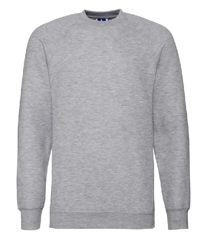 men's plain sweatshirts-Russell Raglan Sweatshirt | Light Oxford