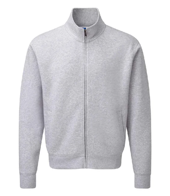 men's slim fit sweatshirts-Russell Authentic Sweat Jacket | Light Oxford