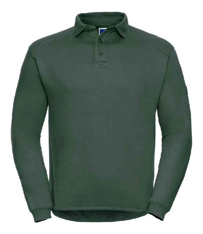 men's fleece sweatshirts-Russell Heavy Duty Collar Sweatshirt | Bottle Green