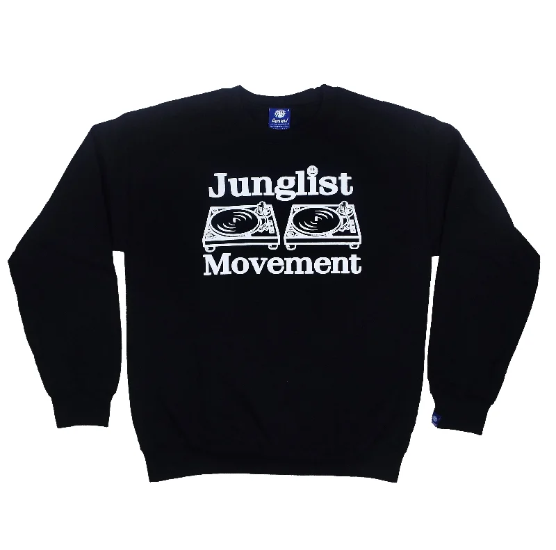 men's cotton sweatshirts-Junglist Movement Sweat Black (White)