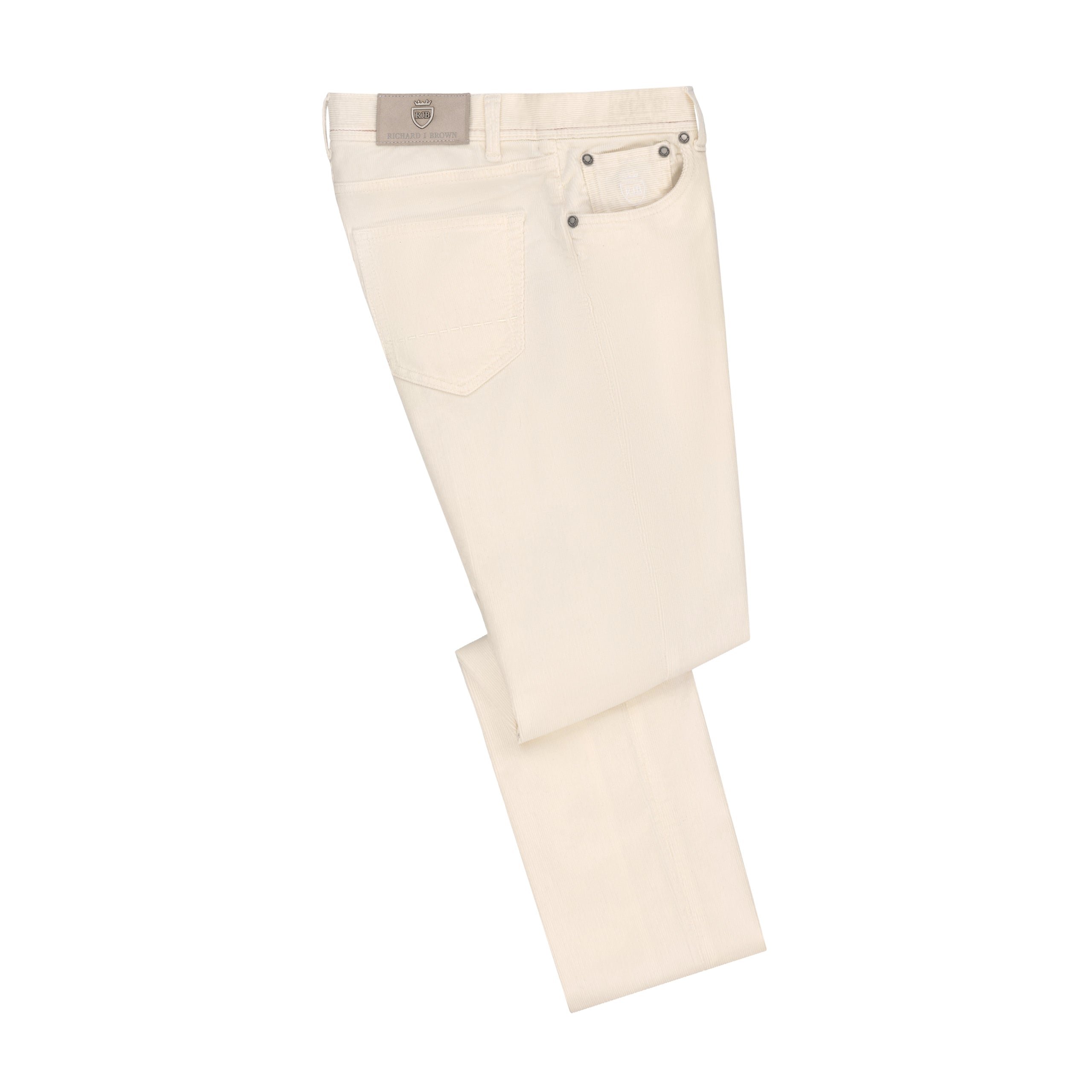 men's office trousers-Corduroy Stretch-Cotton Jeans in Milk White