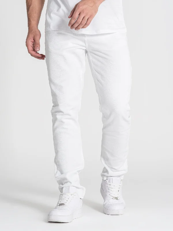 men's flat front pants-White Straight-Leg Jeans