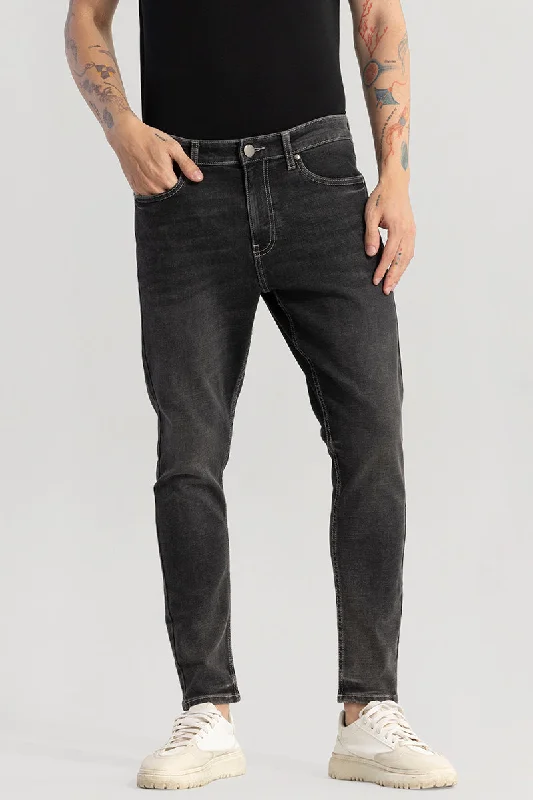 men's business casual trousers-Rocco Washed Black Skinny Fit Jeans