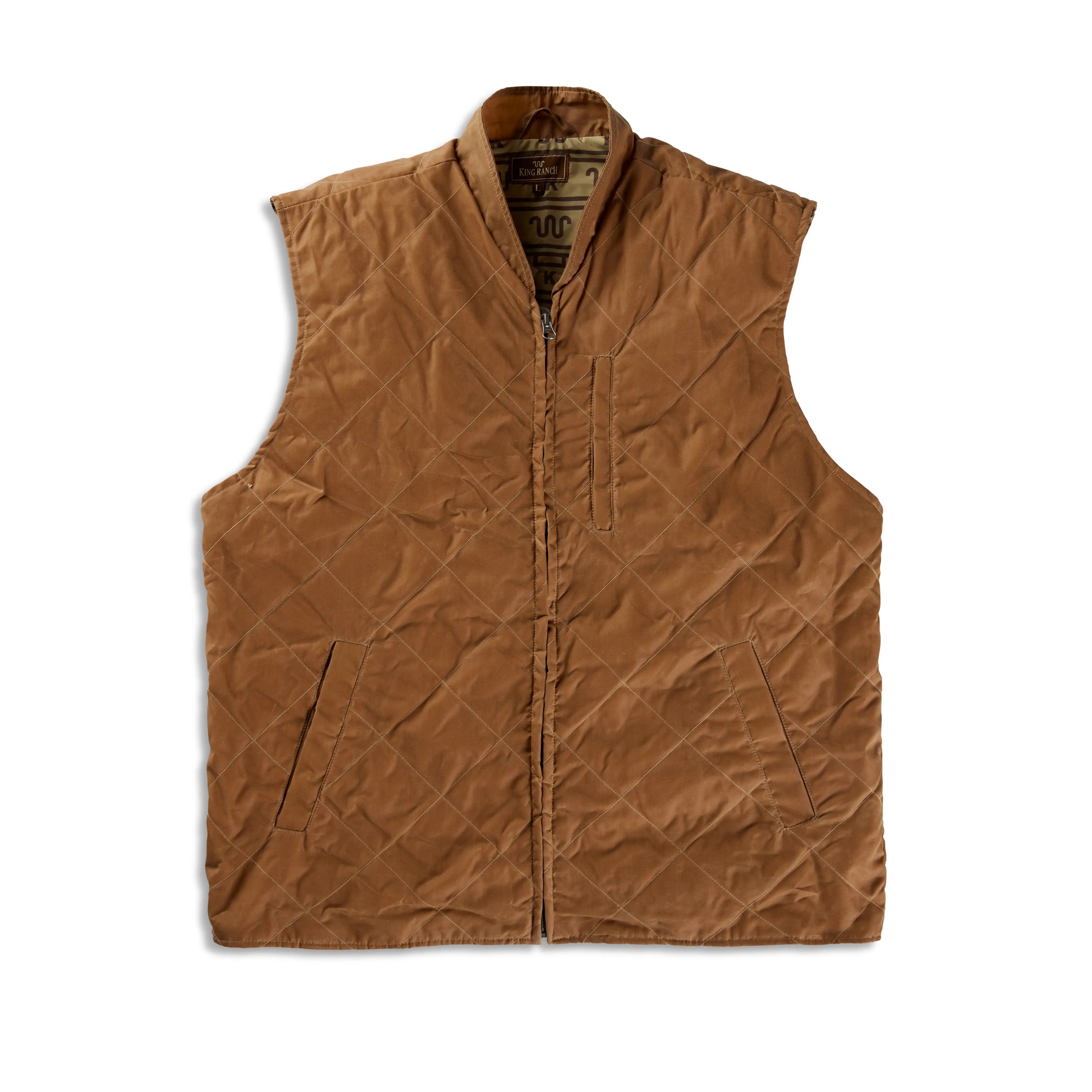 men's printed vests-Quilted Waxed Canvas Vest