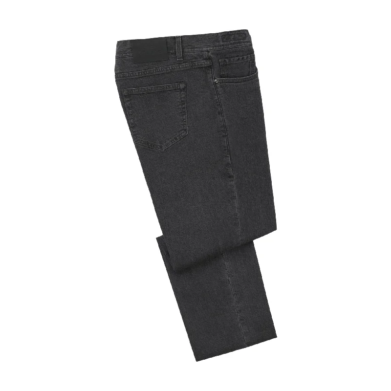 men's windproof trousers-Regular-Fit Stretch-Cotton Grey Jeans