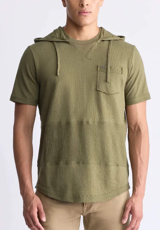 men's designer t-shirts-Katoni Men's Short-Sleeve Hooded T-Shirt, Burnt Olive - BM24524