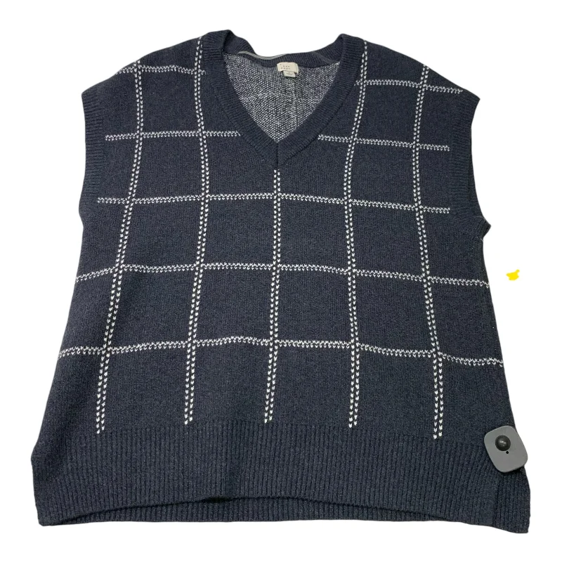 men's warm vests-Vest Sweater By A New Day In Blue & White, Size: L