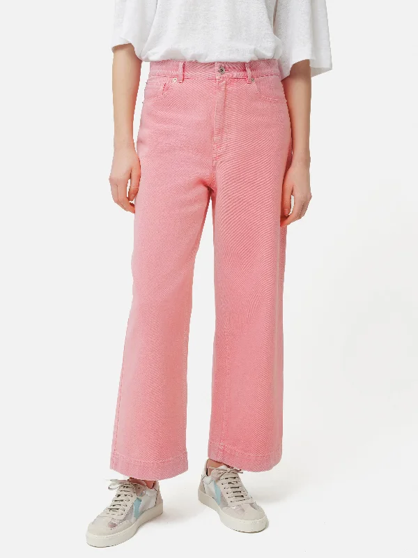 men's durable trousers-Tyne Wide Leg Cropped Jean | Pink