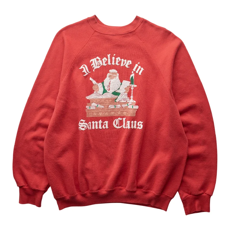 men's solid color sweatshirts-(S) 80s I Believe in Santa