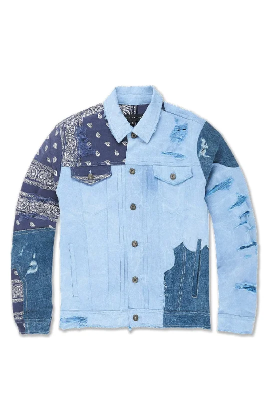 men's modern jackets-Big Men's Paisley Denim Trucker Jacket (Colts)