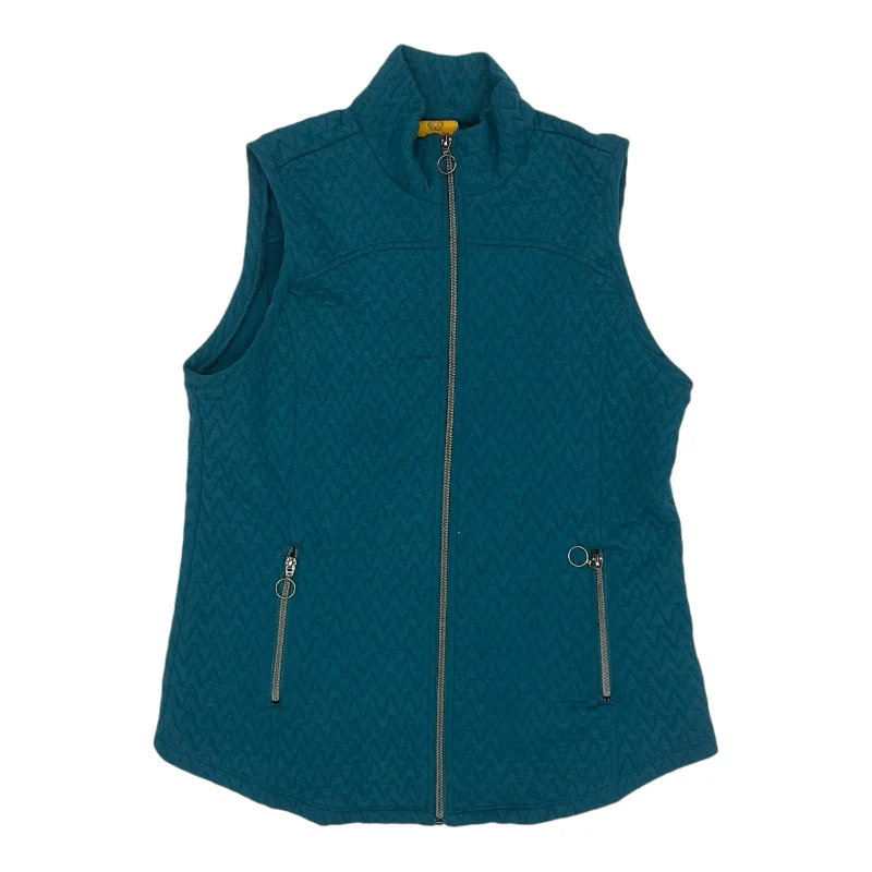 men's cycling vests-Vest Puffer & Quilted By Ruby Rd In Teal, Size:L