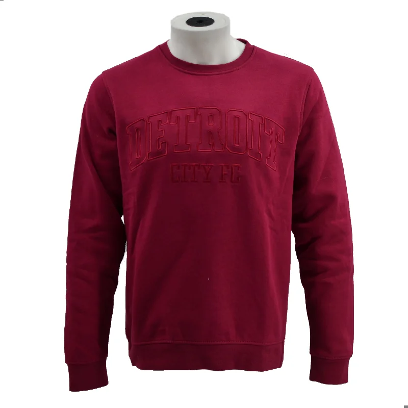 men's sports sweatshirts-Tonal 3D Embroidered Crew Neck- Maroon