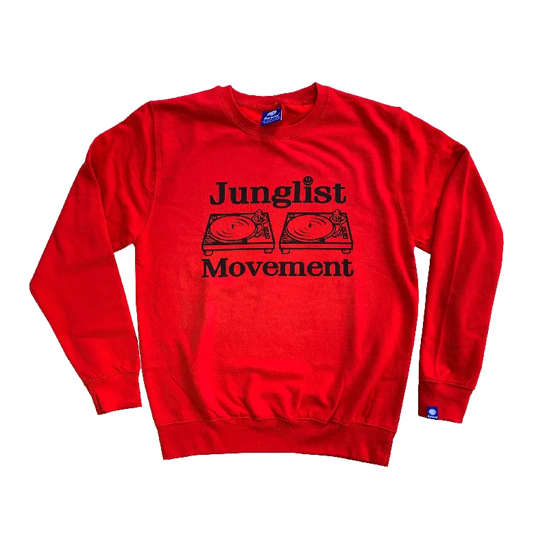 men's zip-up sweatshirts-Junglist Movement Sweat Red (Black)