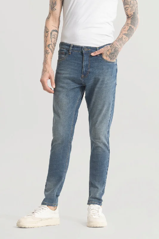 men's home wear trousers-Genesis Denim Blue Skinny Fit Jeans