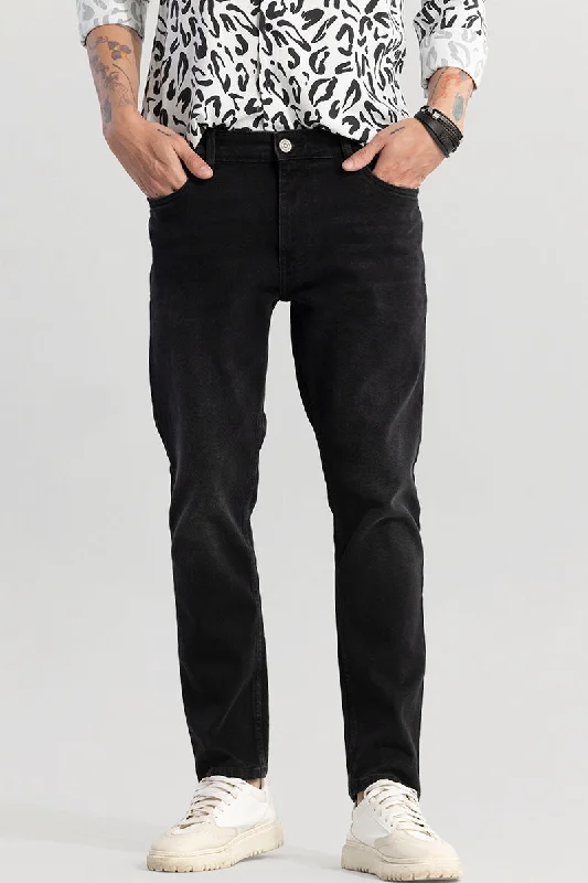 men's recycled pants-Drogue Black Slim Fit Jeans