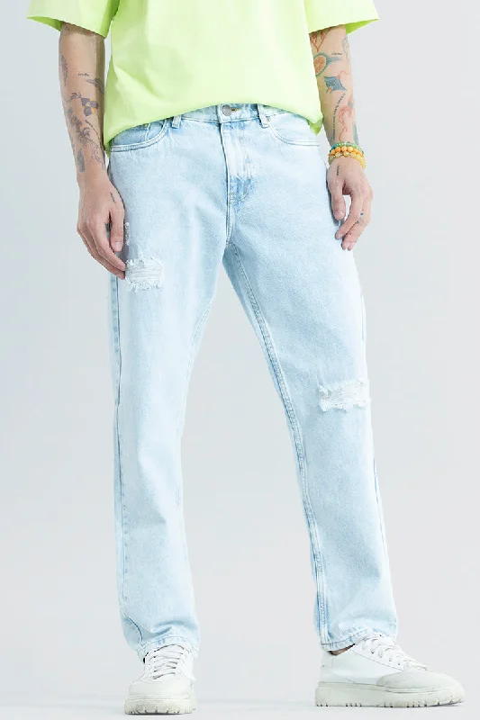 men's luxury trousers-Refined Light Blue Relaxed Fit Jeans