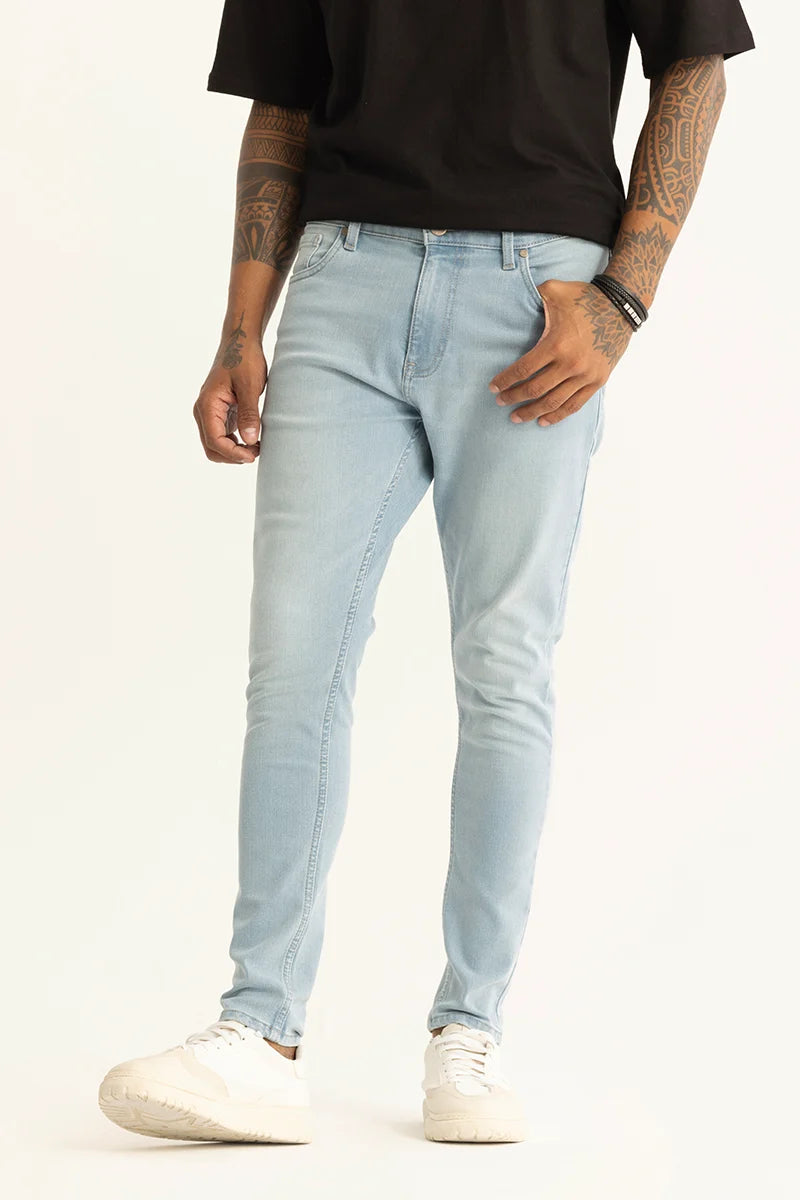 men's cargo pants-Delphine Light Blue Skinny Fit Jeans