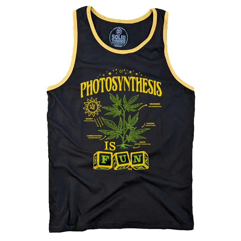 men's tank top workout-Photosynthesis is Fun Ringer Tank Top