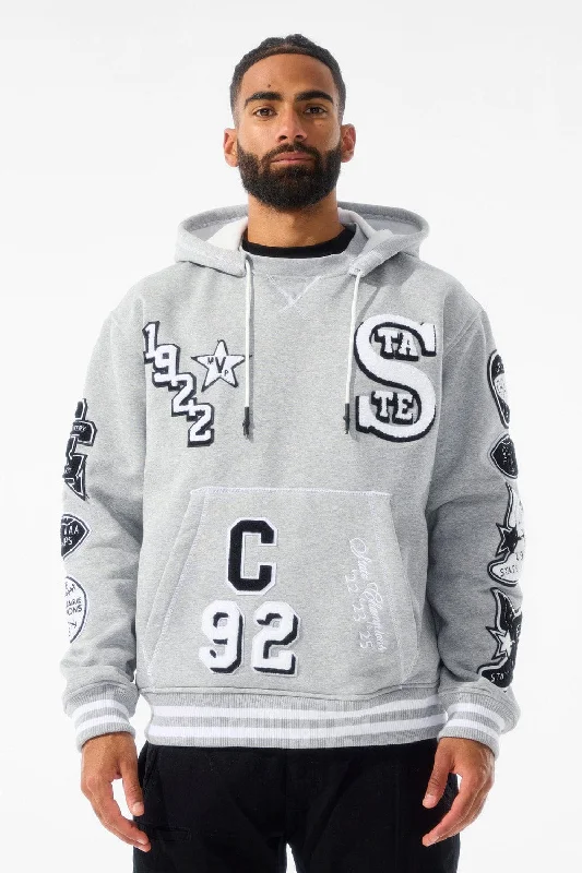 men's travel sweatshirts-State Champs Pullover Hoodie (Heather Grey)